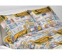 BIANCHERIAWEB Juego de Cama francés de 140 x 200 cm + 25 cm con Esquinas elásticas, sábana encimera de 200 x 300 cm, 2 Fundas de Almohada con Botones Laterales de 50 x 80 cm, 100% algodón, Fabricado