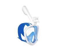 (Bianco-Blu-S/M) Máscara de snorkel integral para adultos con tubo único, para inmersión subacquee,
