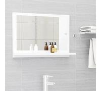 Bianco - Espejo de baño de 60 x 10,5 cm con estante, espejo de pared de madera multicapa para baño, decoración elegante, diseño que ahorra espacio, perfecto para el hogar y dormitorios