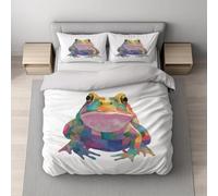 Bianco Multicolore Set Copripiumino,Acquerello Rana Motivi Geometrici,Ultra Soft Non Si Stira copripiumini - Ultra morbido,Angenehm, Reversibile, Per l'estate e l'inverno,Copripiuminos 150 x 220