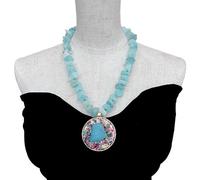 BIANMTSW 17x11mm Blue Aquamarine Rough Raw Necklace 53mm Tourmaline Aquamarine Pendant Gemstone Necklaces
