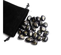 BIANMTSW , 25 uds., Runa de Cristal de obsidiana Natural, runas Negras, Piedra de adivinación Irregular, colección de Regalos de adivinación Inicio Colecciones