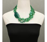 BIANMTSW 3 Rows Top-drilled Green Crystal Agate Nugget Chocker Necklace 20'' Necklace Lady Jewelry Gifts