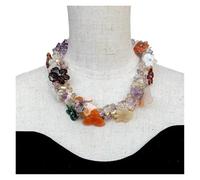 BIANMTSW 3 Strands 24mm Jasper Carved Flower Multi Color Gemstone Baroque Pearl Necklace