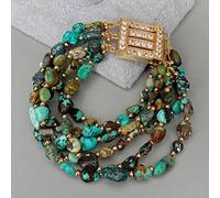 BIANMTSW 3 Strands Green Freeform Shape Strand Bracelet Multi Strands Bracelet Pave Clasp