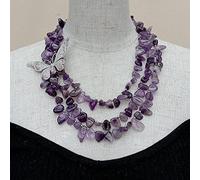 BIANMTSW 3 strands top-drilled fancy Amethyst choker Necklace Pave Butterfly Connector
