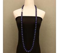 BIANMTSW 50" Heavy Jewelry Stone 14MM Blue Round Long Necklace Clasp For Women