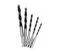 BIANMTSW 5pc 4 5 6 8 10mm Quick Change Metal Tools 1/4" Hex Shank Wood HCS Drill Bit Set Round handle BIANMTSW