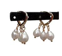 BIANMTSW 7 * 8mm Baroque Pearl hoop Earrings
