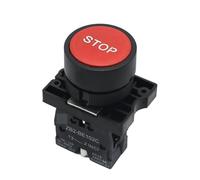 BIANMTSW Emergency Stop Switch 22mm Start Stop Button with The Arrow Symbol XB2 Flat Touch Switch Button Momentary Button Switch Red/Green Push Buttons(Red Stop)