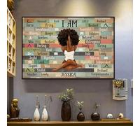 BIANMTSW - Póster del Mes de la Historia Negra del Yoga: I Am Bold Sensual Strong Beautiful Afro Queen Art, inspiradora decoración de pared para junio y día nacional del yoga, enmarcado, 40 x 60 cm