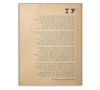 BIANMTSW Póster motivacional con texto en inglés "If Poem" de Rudyard Kipling, lienzo vintage, decoración de pared para oficina, biblioteca, idea de regalo, enmarcado, 40 x 60 cm