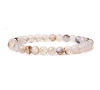 BIANMTSW Pulsera de Piedra Hombres Mujeres Hecho a Mano 6 Mm Pulseras elásticas Negras Femme Brazalete Homme, Cristal opalite Inicio Colecciones (Color : Fire Agate)