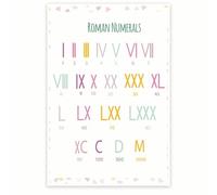 BIANMTSW Roman Numerals Educational Poster - History of Numbers Teaching Aid, Ancient Counting System Chart for School, Library, or Home Decor Framed,16x24inch(40x60cm)