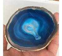 BIANMTSW Stone Blue Crystal Agate Plate Geode Slice Coasters(1pcs)