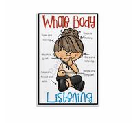 BIANMTSW Tabla educativa de escucha de todo el cuerpo: póster de habilidades sociales para niños y profesores, enmarcados, 40 x 60 cm