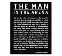 BIANMTSW The Arena Man Motivational Quote - Inspirational Wall Art Poster for Men, Office Home Gym Decor for Resilience & Victory Framed,12x18inch(30x45cm)