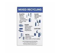 BIANMTSW What to Recycle Poster, Mixed Recycling and Waste Sorting Guide for Home, School, Office Frame Art Unframed,16x24inch(40x60cm)