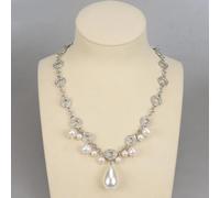 BIANMTSW White Pearl Circle Chain Necklace Sea Shell Pearl Pendant For Women