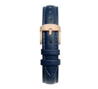 Biannbjx Correa de cuero para reloj de hombre y mujer, correa de muñeca de liberación rápida de 12mm, 14mm, 15mm, 16mm, 18mm y 20mm, Azul oscuro-oro rosa, 18mm