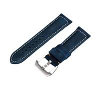 Biannbjx Correa de cuero Retro hecha a mano Crazy Horse correas de reloj de piel de vaca 22mm 24mm 26mm correa de reloj para hombres, Azul, 22mm