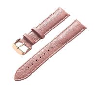 Biannbjx Correa de cuero suave con patrón de Litchi, accesorios para correa de reloj con hebilla para hombre y mujer, Raíz de loto-rosa, 15mm