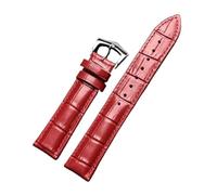 Biannbjx Correa de reloj de cuero 12mm-26mm Hombres Mujeres Correa de cuero de vaca Accesorios de pulsera, Rojo, 15mm