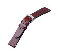 Biannbjx Correa de reloj de cuero 18/19/20/21/22/24mm Correa de reloj de cuero con cera de aceite vintage, Rojo, 24mm