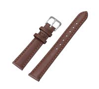 Biannbjx Correa de reloj de cuero 8/10/12/14/16/18/20/22/24mm suave para hombres y mujeres pulseras muñequeras, Marrón-plata, 16mm