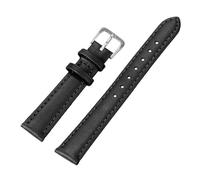 Biannbjx Correa de reloj de cuero 8/10/12/14/16/18/20/22/24mm suave para hombres y mujeres pulseras muñequeras, Negro-plata, 16mm
