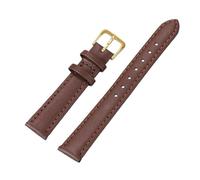 Biannbjx Correa de reloj de cuero 8/10/12/14/16/18/20/22/24mm suave para hombres y mujeres pulseras muñequeras, Marrón-oro, 10mm