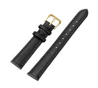Biannbjx Correa de reloj de cuero 8/10/12/14/16/18/20/22/24mm suave para hombres y mujeres pulseras muñequeras, Negro-oro, 14mm