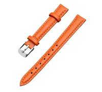 Biannbjx Correa de reloj de cuero de 12/14/16/18/20mm Correa de reloj suave Correa de muñeca para mujer, Naranja-plata, 14mm