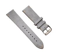 Biannbjx Correa de reloj de cuero de gamuza 16mm 18mm 20mm 22mm Correa de reloj vintage hecha a mano de liberación rápida, Gris claro, 16mm