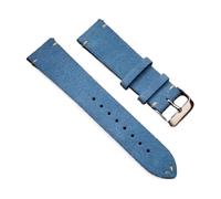 Biannbjx Correa de reloj de cuero de gamuza 16mm 18mm 20mm 22mm Correa de reloj vintage hecha a mano de liberación rápida, Azul claro, 22mm