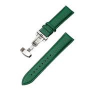 Biannbjx Correa de reloj de cuero de grano Litchi con hebilla de mariposa 18mm 20mm 22mm accesorios de correas de reloj para hombres y mujeres, Verde, 22mm