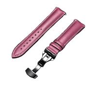 Biannbjx Correa de reloj de cuero de vaca con hebilla de mariposa, correa de reloj de 18mm-24mm, Morado-negro, 20mm