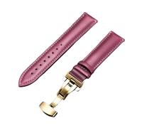 Biannbjx Correa de reloj de cuero de vaca con hebilla de mariposa, correa de reloj de 18mm-24mm, Púrpura-oro, 20mm