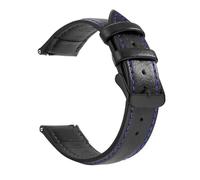 Biannbjx Correa de reloj de cuero granulado Correas de reloj de liberación rápida de 18mm/20mm/22mm, Negro Azul-negro, 18mm