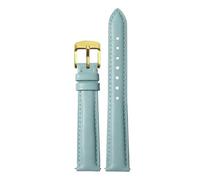Biannbjx Correa de reloj de cuero para mujer, correa de reloj de liberación rápida, pulsera de 12mm, 14mm, 15mm, 16mm y 18mm, Azul claro-dorado, 16mm