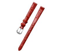 Biannbjx Correa de reloj de cuero para mujer, correa de reloj de tamaño pequeño de 6mm, 8mm, 10mm, 12mm, 14mm y 16mm, Cocodrilo Rojo-plata, 10mm