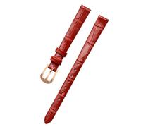 Biannbjx Correa de reloj de cuero para mujer, correa de reloj de tamaño pequeño de 6mm, 8mm, 10mm, 12mm, 14mm y 16mm, Cocodrilo rojo-rosa, 8mm