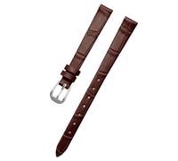 Biannbjx Correa de reloj de cuero para mujer, correa de reloj de tamaño pequeño de 6mm, 8mm, 10mm, 12mm, 14mm y 16mm, Cocodrilo Marrón Plata, 16mm