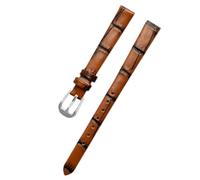 Biannbjx Correa de reloj de cuero para mujer, correa de reloj de tamaño pequeño de 6mm, 8mm, 10mm, 12mm, 14mm y 16mm, Vintage marrón-plata, 8mm