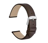 Biannbjx Correa de reloj de cuero pulsera delgada de 13mm a 22mm para correas de reloj suaves de mujer de acero inoxidable, Café Negro- Plata, 16mm
