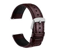 Biannbjx Correa de reloj de piel de cocodrilo de 18mm, 20mm, 22mm y 24mm, pulsera de liberación rápida para hombres, Marrón oscuro-plata, 20mm