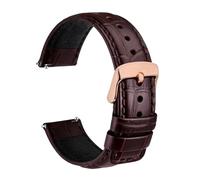 Biannbjx Correa de reloj de piel de cocodrilo de 18mm, 20mm, 22mm y 24mm, pulsera de liberación rápida para hombres, Marrón oscuro-oro rosa, 24mm