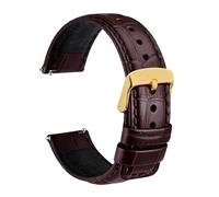 Biannbjx Correa de reloj de piel de cocodrilo de 18mm, 20mm, 22mm y 24mm, pulsera de liberación rápida para hombres, Marrón oscuro-oro, 20mm