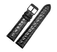Biannbjx Correa de reloj de piel de cocodrilo para hombre, pulsera de cuero, hebilla de acero inoxidable de 18mm-23mm, A-negro-negro, 20mm