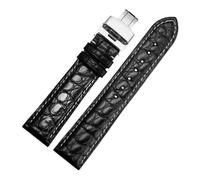Biannbjx Correa de reloj de piel de cocodrilo para hombre, pulsera de cuero, hebilla de acero inoxidable de 18mm-23mm, B-negro A-plata, 23mm